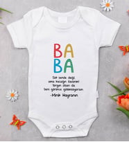 BK Kids İsimli Baba Tasarımlı Bebek Body Zıbın - Model 3, Babalar Günü Hediyesi, Yeni Doğan Hediyesi