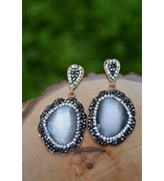 STONEAGE Bayan Küpe Kokteyl Özel Gün İçin Tasarım Kedigözü Kristal