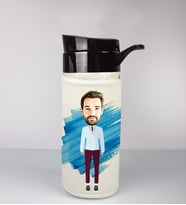 Kişiye Özel Karikatür Tasarım Özel Koruma Kılıflı Cam Matara 95991