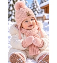 KİTTİ 26150-01 0-18 AY KIZ BEBEK ATKI BERE ELDİVEN SET