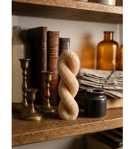 Mumelia Candles Petek Sarmal Mum - Doğal Soya Dekoratif Mum - Krem