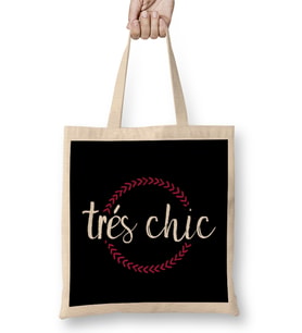 French Slogan Tres Chic Circle Bez Çanta Uzun Saplı
