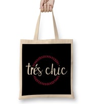 French Slogan Tres Chic Circle Bez Çanta Uzun Saplı