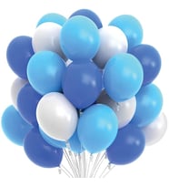 Mavi Beyaz Lacivert Renkli Pastel Balon Helyumlu 20 adet