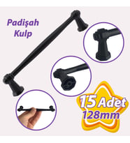 15 Adet Padişah Kulp 128 mm Siyah Mutfak Kulpu Çekmece Dolap Kapak Kulbu Metal Mobilya Dolabı Kulpları