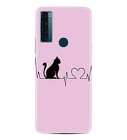 TCL 20 SE Kılıf Resimli Desenli Baskılı Silikon Kılıf Pink Cat Heart 1303