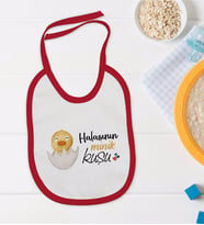 BK Kids Halasının Minik Kuşu Tasarımlı Kırmızı Bebek Mama Önlüğü-1