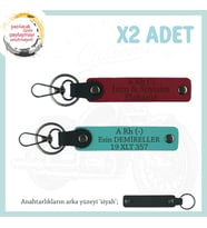 Motorcu Tarzına Özel, İsim Plaka ve A Rh (-) Kan Grubu Yazılı x2 Anahtarlık, Kırmızı-K Turkuaz-Syh (Çok Renkli)