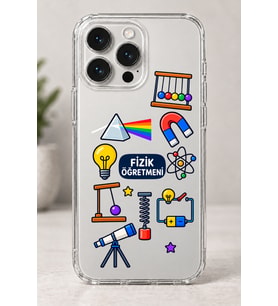2D Fizik Öğretmeni Desenli iPhone 16 Pro Şeffaf Telefon Kılıfı
