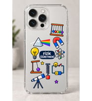 2D Fizik Öğretmeni Desenli iPhone 16 Pro Şeffaf Telefon Kılıfı