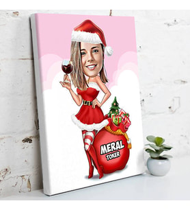 Süper Noel Kız Karikatürlü Kanvas Tablo
