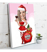 Süper Noel Kız Karikatürlü Kanvas Tablo