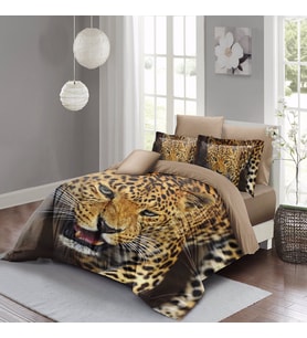 MonoHome Wild Tiger Çift Kişilik Nevresim Takımı 3D Pamuk Saten