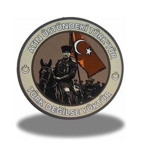 "Atın Üstündeki Türk'tür. Türk Değilse Yüktür" Atatürk Arma 9.5 cm 3d, Yeni Model Tip Cırtlı (Çok Renkli)