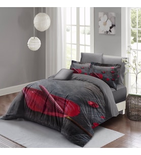 MonoHome Gray Dream Çift Kişilik Nevresim Takımı 3D Pamuk Saten (Gri)