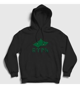 Presmono Unisex Beyaz Göktürk Bayrağı Türk Yazılı Kurt Bozkurt Kapüşonlu Sweatshirt 475019tt (Siyah)