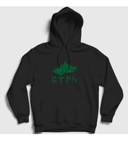 Presmono Unisex Beyaz Göktürk Bayrağı Türk Yazılı Kurt Bozkurt Kapüşonlu Sweatshirt 475019tt (Siyah)