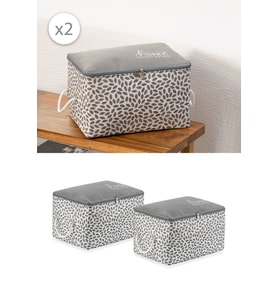 2'li Set Gri Home Sweet Home Küçük Boy Baza Altı Çorap Valiz Düzenleyici Çeyizlik Organizer Hurç