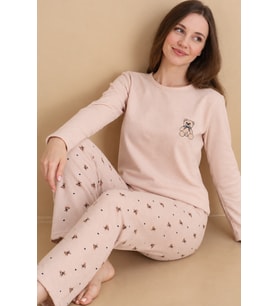MIRANO 3107 Waffle Soft Kumaş Ayıcık Desenli Kışlık Ev Kadın Pijama Takımı