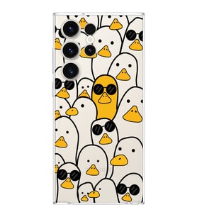 Samsung Galaxy S23 Ultra  Kamera korumalı Kapak Duck Tasarımlı  Şeffaf Kılıf