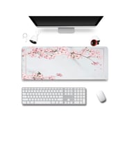 SonicTouch UltraGrand Bahar Dalları Gri Pembe Dikişsiz Xxl Gaming Oyuncu Klavye Mouse Pad 40x90Cm