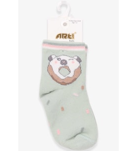 Katamino Kız Çocuk Soket Çorap Donut Desenli 1-2-9-10 Yaş, Mint Yeşili
