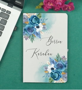 Kişiye Özel Şık Çiçek Tasarımlı Hediye Beyaz Defter