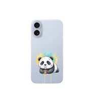 iPhone 17 ile Uyumlu Splash Panda Tasarımlı Şeffaf Silikon Kılıf