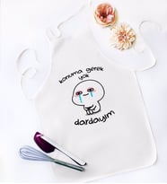 BK Gift Dardayım Tasarımlı Beyaz Mutfak Önlüğü - Model 1