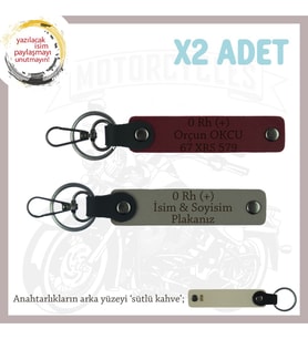 Hız Tutkunlarına İsim Plaka, 0 Rh (+) Kan Grubu Yazılı x2 Anahtarlık Seti Armağanı, Kül Gri-Bordo-SK (Çok Renkli)
