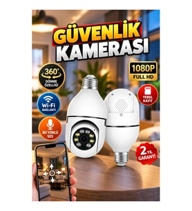 E27 Duy Uyumlu IP Güvenlik Kamerası – Hareket Algılama, Gece Görüşü ve SD Kart Kaydı