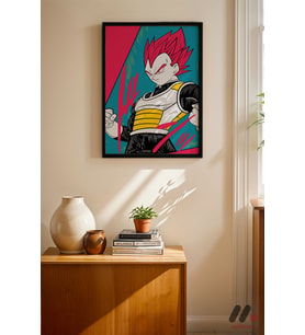 Dragon Ball Vegeta Anime Poster, Siyah Çerçeveli Duvar Tablosu - Anime Severlere Özel