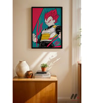 Dragon Ball Vegeta Anime Poster, Siyah Çerçeveli Duvar Tablosu - Anime Severlere Özel
