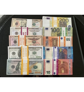 1000  ADET KARIŞIK DOLAR VE EURO 10-20-50-100-200 EURO 10-20-50-100 VE 100 DOLAR GEÇERSİZ EĞLENCE OYUN ŞAKA  DÜĞÜN PARASI