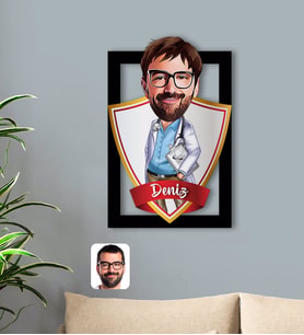 BK Gift Kişiye Özel İsimli Erkek Doktor Karikatürlü 3D Ahşap Tablo-8