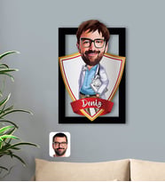 BK Gift Kişiye Özel İsimli Erkek Doktor Karikatürlü 3D Ahşap Tablo-8