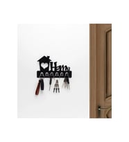 Home Siyah Metal Dekoratif Anahtar Askılığı - Pano Askılığı Home Yazılı Dekoratif Anahtarlık