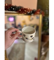 Nazar Boncuğu Detay Kahve Fincanı Mug 24K Altın-2 (Beyaz)
