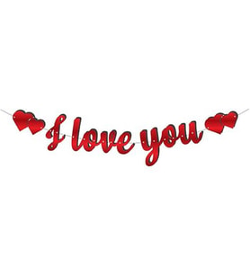 Metalize I Love You Kırmızı Banner