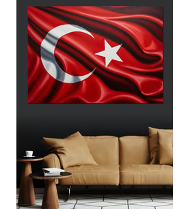 Türk Bayrağı Ve Ay Yıldız Dalgalanışı Dekoratif Kanvas - Mdf Ahşap Tablo