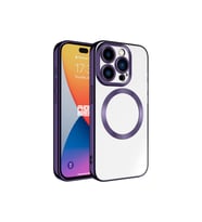 Apple iPhone 15 Pro Max Uyumlu Kılıf M-safe Wireless Şarj Özellikli Zore Setro Silikon (Koyu Mor)