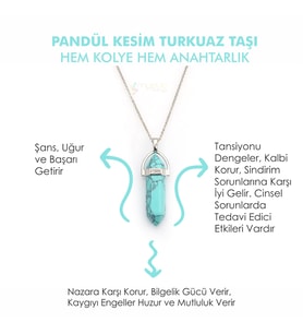 Doğal Taş TURKUAZ TAŞI Pandül Kesim Kadın Erkek (Unisex) İster Kolye İster Anahtarlık