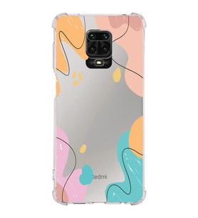 Xiaomi Redmi Note 9S Köşe Korumalı Antişok Kapak Karışık Renkler Tasarımlı Şeffaf Silikon Kılıf