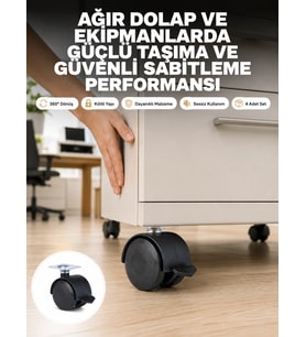 Mey İthalat® Kilitli Mobilya Tekerleği 6 cm 4’lü Kolay Kurulum