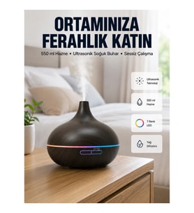 Mey İthalat® BN01 Uçucu Yağ Uyumlu Renkli LED Işıklı Nemlendirici