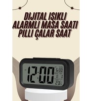 Dijital Masa Saati Termometreli Takvim Çalar Saat Led Ekran Pilli