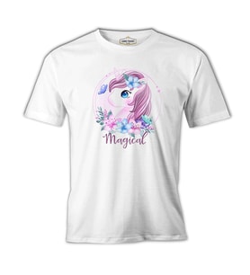 Unicorn Çiçek Anneler Günü Beyaz Unisex Tshirt