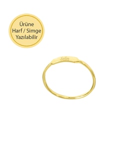 14k Altın Plaka Bar Minimal Yüzük