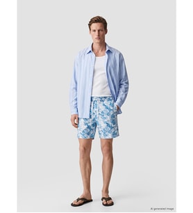 LCW SWIMWEAR Mavi Kısa Boy Desenli Erkek Deniz Şortu