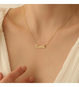 925 Ayar Gümüş French Script Font İsim Yazılı Kolye